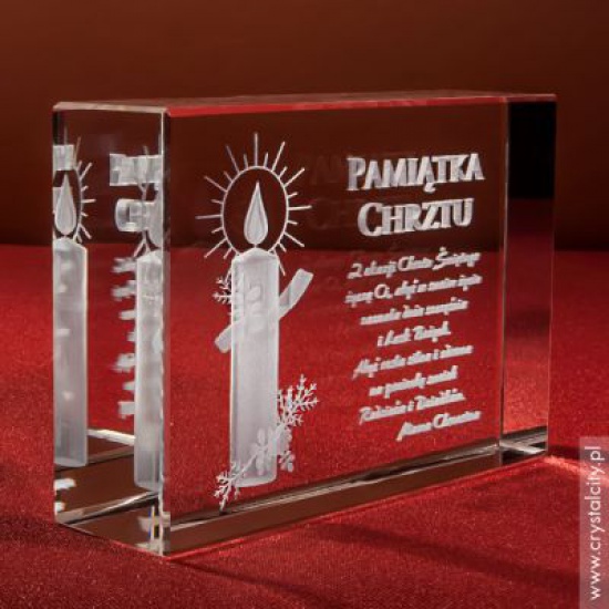 Pamiątka Chrztu Świętego Świeca 3D z Twoją dedykacją